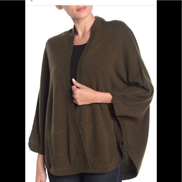 🔥Premise 100% cashmere top stitch open front cashmere cape size M, NWT - Picture 1 of 7